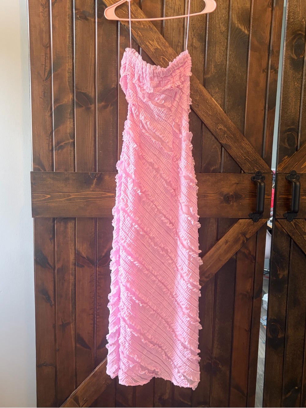 Endless Rose Pink Strapless Ruffle Maxi Dress